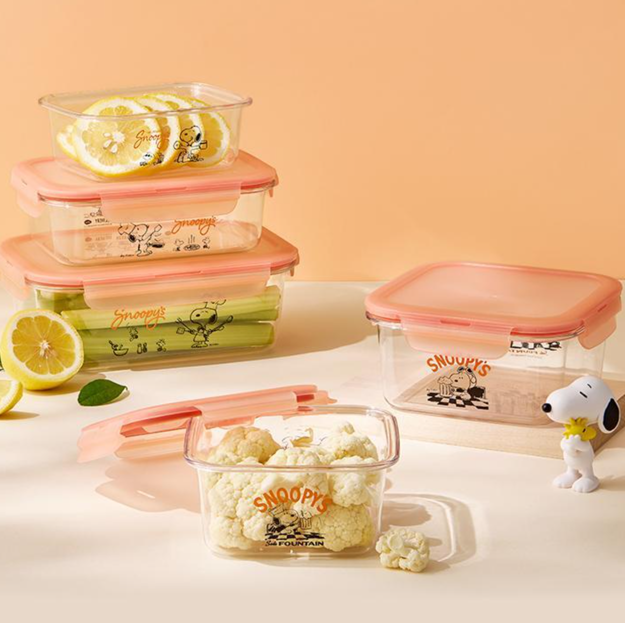 韩国代LocknLock乐扣乐扣联名Peanuts史努比保鲜盒密封健康储存盒
