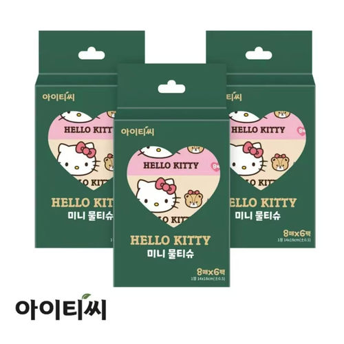 韩国代ITC联名Sanrio三丽鸥hello kitty母婴级别绿色湿纸巾便携装