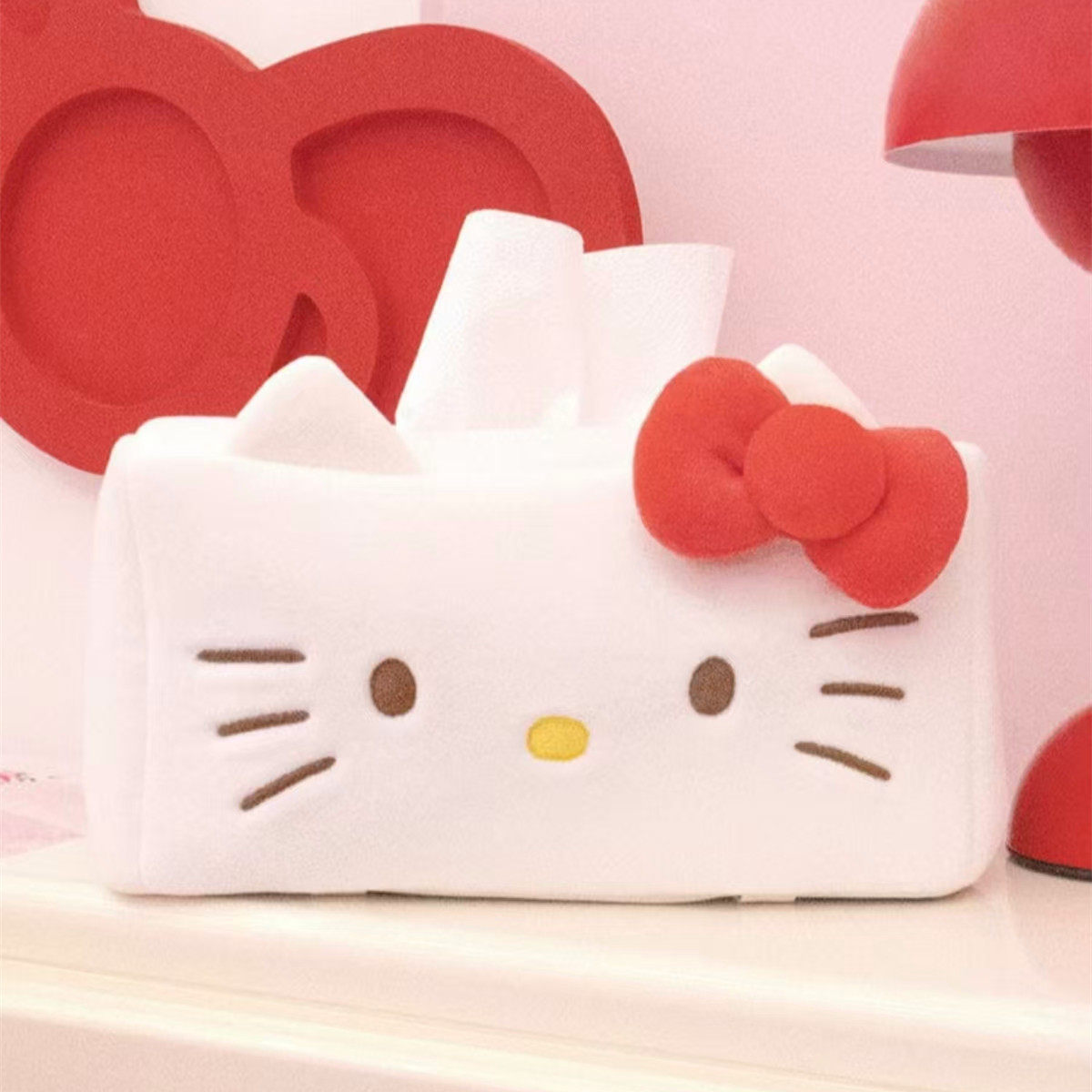 韩国代Linefriend新款日常用品毛绒抽纸盒hellokitty纸巾收纳盒子