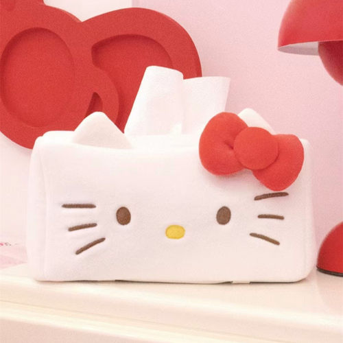 韩国代Linefriend新款日常用品毛绒抽纸盒hellokitty纸巾收纳盒子