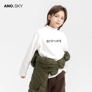 anothersky 男童长袖T恤儿童秋冬装德绒打底衫2025新款青少年上衣