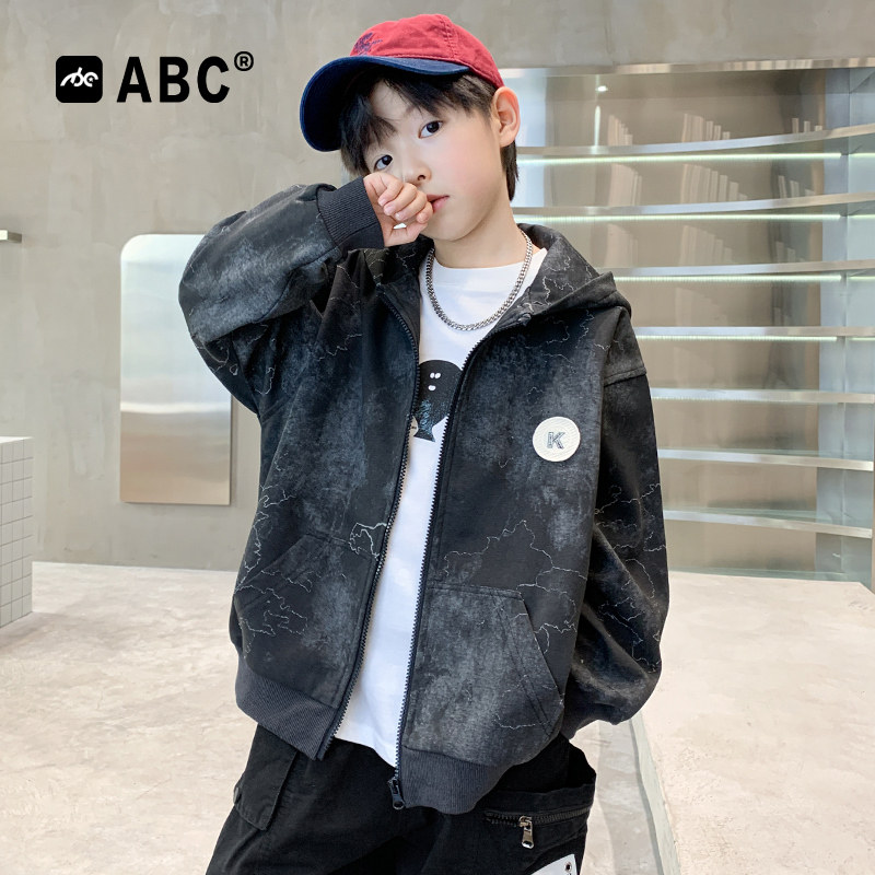 ABC男童春秋外套儿童春季洋气夹克男孩春款童装中大童连帽棒球服