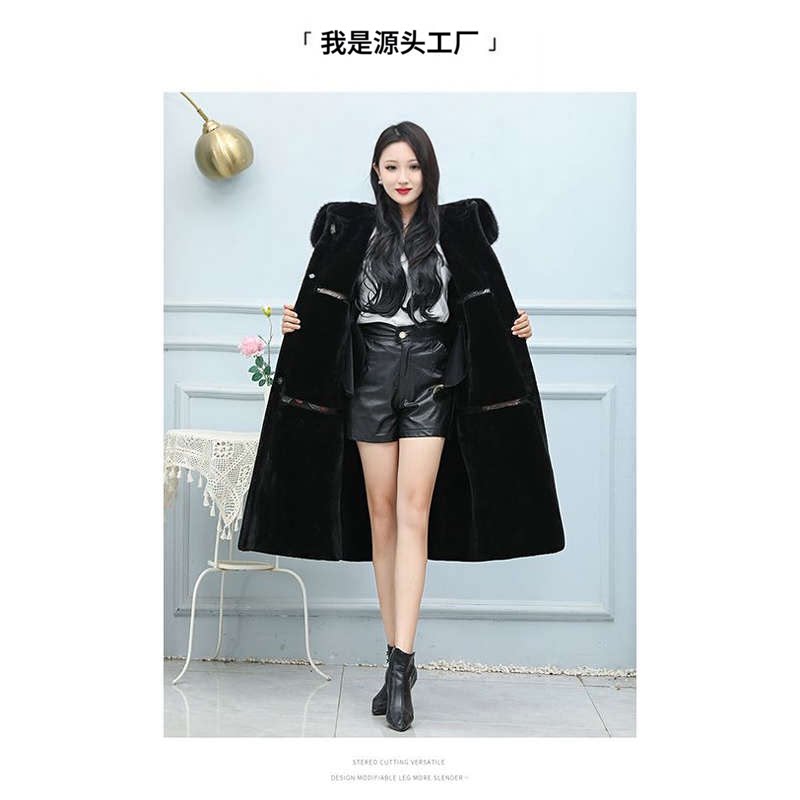 皮毛一体外套大码仿貂绒两面穿
