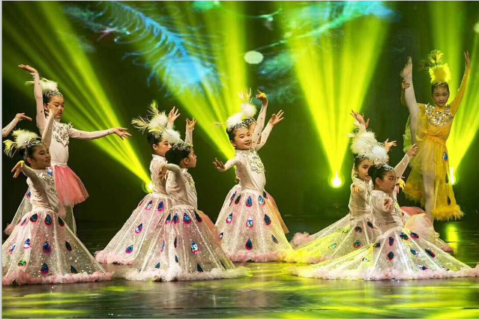 第八届小荷风采小白翎儿童傣族舞蹈演出服少幼儿园孔雀舞表演服装