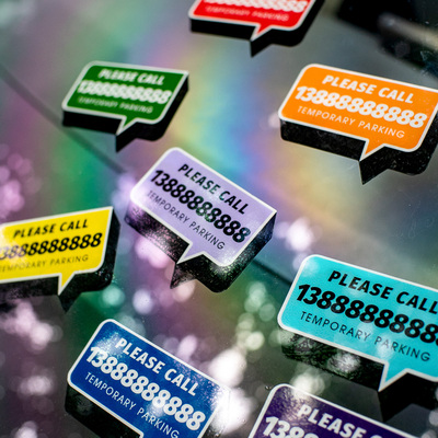 三角彩色车载内装饰用品汽移运吉临时停车挪车电话号码牌静电贴纸