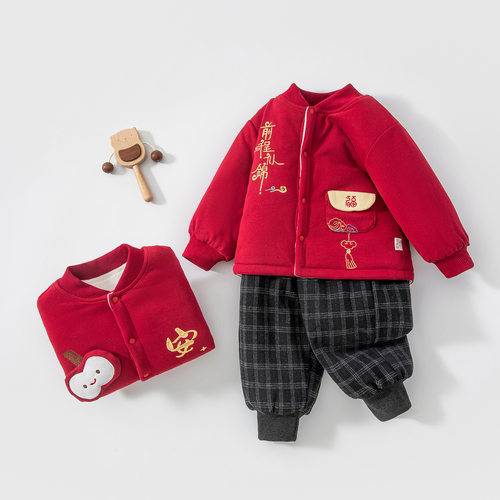 男宝宝加绒加厚棉服两件套