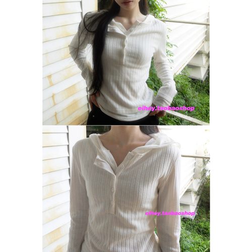 eihey诶嘿秋季新款简约半系扣假两件接拼连帽显瘦长袖T恤上衣女