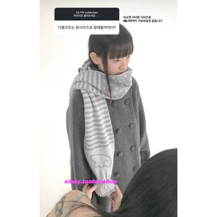 eihey诶嘿25秋hugyourskin学院风波点条纹图案针织日系毛球围巾女
