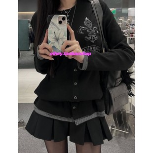 外套女 eihey诶嘿2025春季 撞色条纹边针织开衫 毛衣抽绳修身 打底衫
