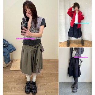 饰半裙中长裙层叠休闲百搭半身裙女 子绑带装 eihey诶嘿26年新款 袖