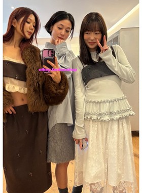 eihey诶嘿2026秋季法式芭蕾花边打底女简约修身显瘦长袖内搭上衣