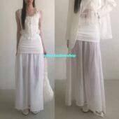 eihey诶嘿夏季 清新文艺网纱透视拼接简约甜美显瘦时尚 半身长裙女