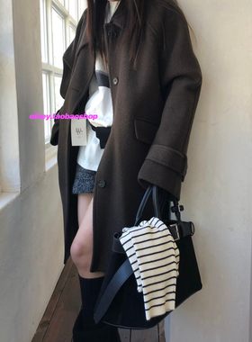 eihey诶嘿2024秋冬韩版宽松毛呢外套女复古单排扣中长款大衣外套