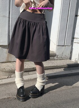 eihey诶嘿26春季新款韩系复古轻亚风花苞褶皱蓬蓬中长裙半身裙女