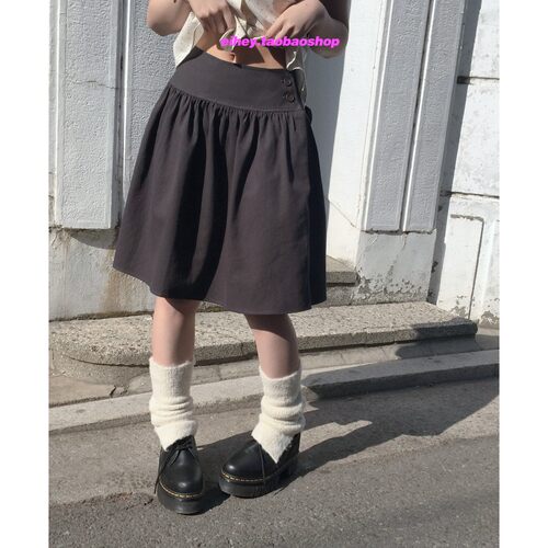 eihey诶嘿26春季新款韩系复古轻亚风花苞褶皱蓬蓬中长裙半身裙女-封面