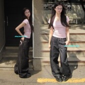 显瘦拖地长裤 eihey诶嘿爱心印花牛仔裤 女设计感高腰直筒休闲裤 女