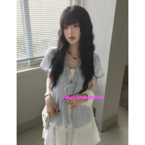 泡泡袖系带衬衫休闲百搭宽松上衣