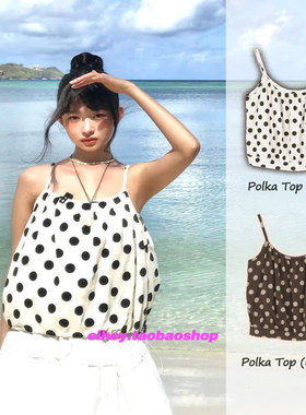 eihey诶嘿直井怜同款夏季波点吊带宽松露肩性感辣妹无袖短款上衣