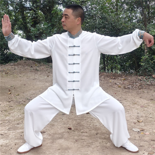 撞色太极服男女款棉加丝武术表演