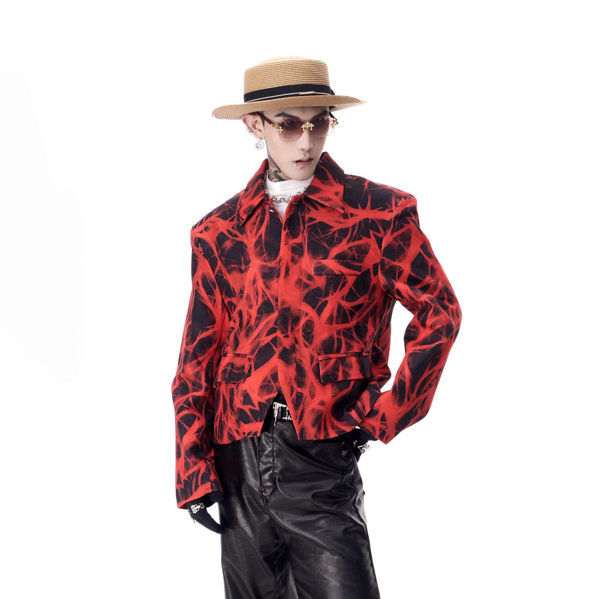 牧羊帅高定秀场短款廓形夹克