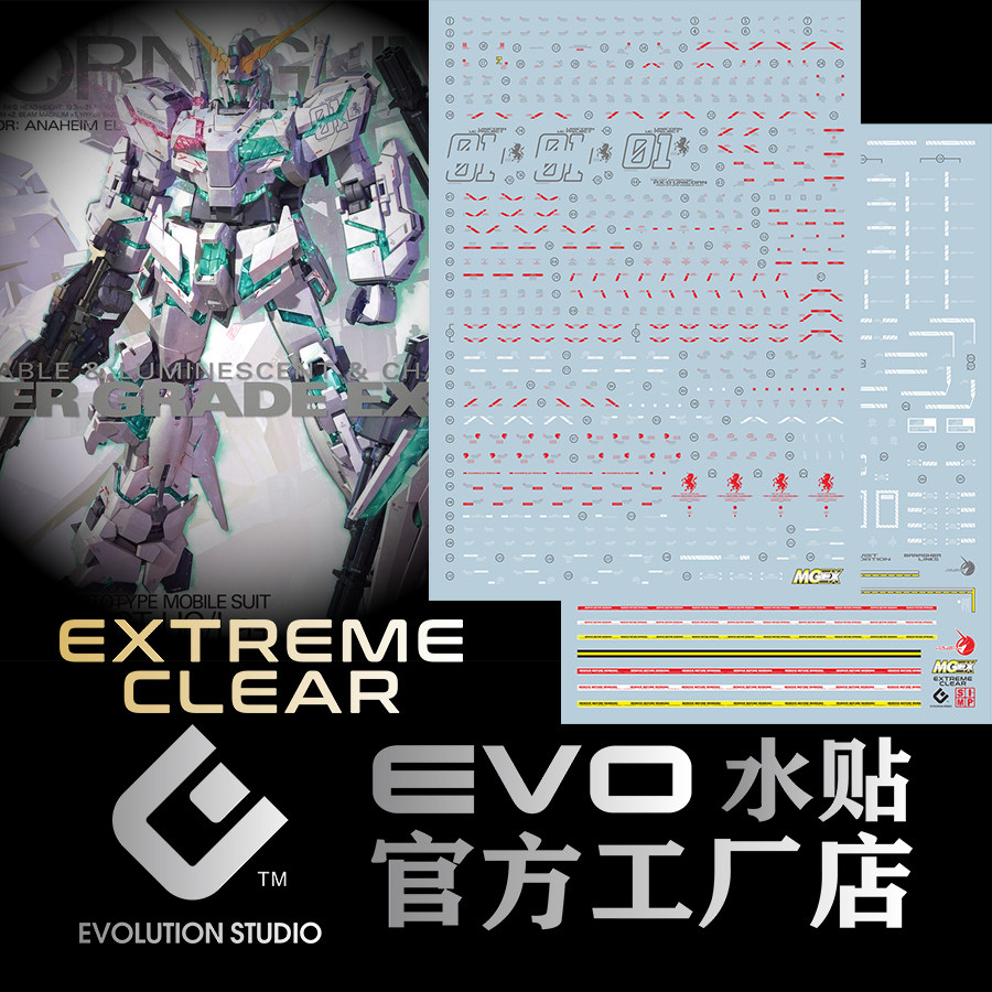 evo mgex mg 独角兽高达 ka卡版 独角兽 三觉醒 模型 超高清 水贴