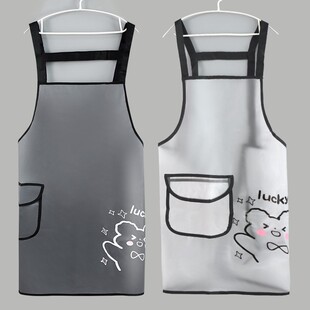 厨房做饭围裙无袖防水围腰餐饮水产宠物店半透明TPU免洗工作服