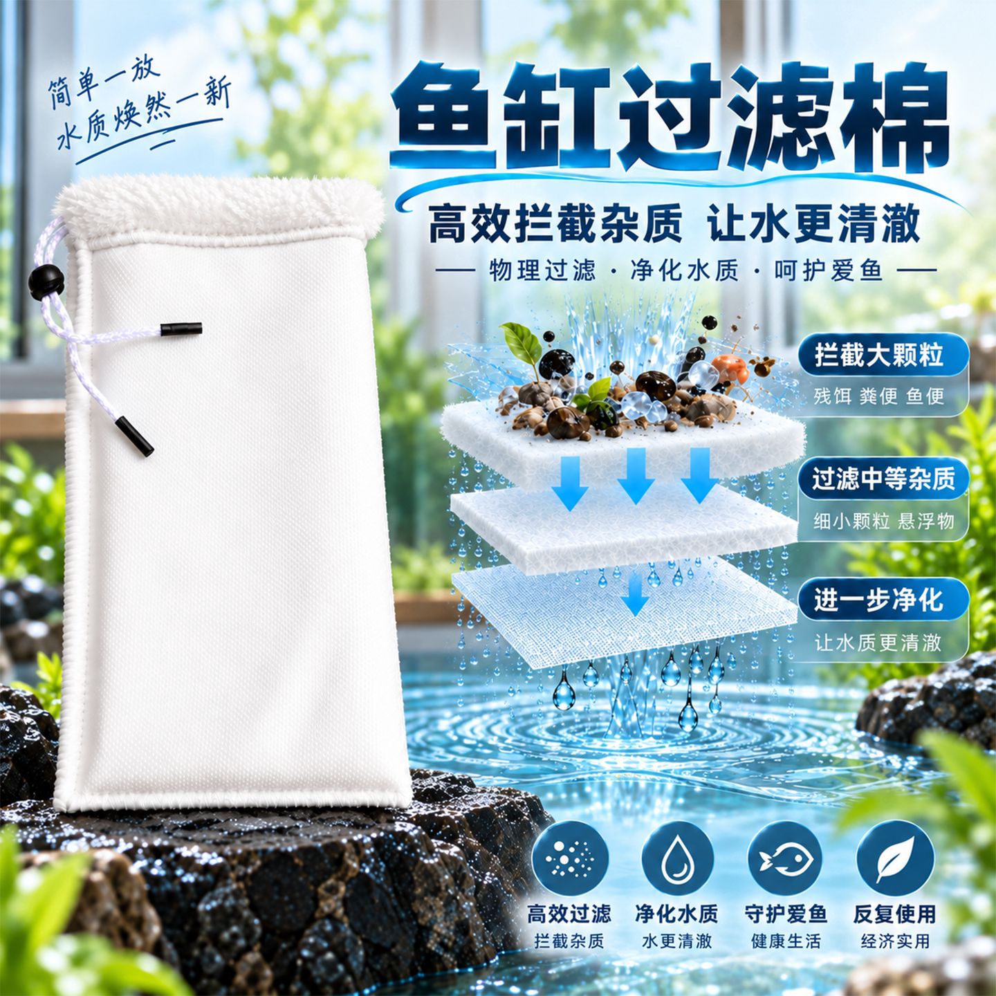 鱼缸过滤棉魔毯魔袋过滤袋