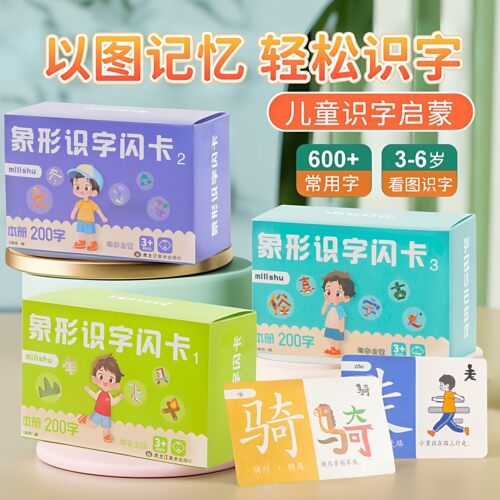 幼儿园识字卡片儿童基础认字宝宝启蒙书看图识字早教好物象形闪卡