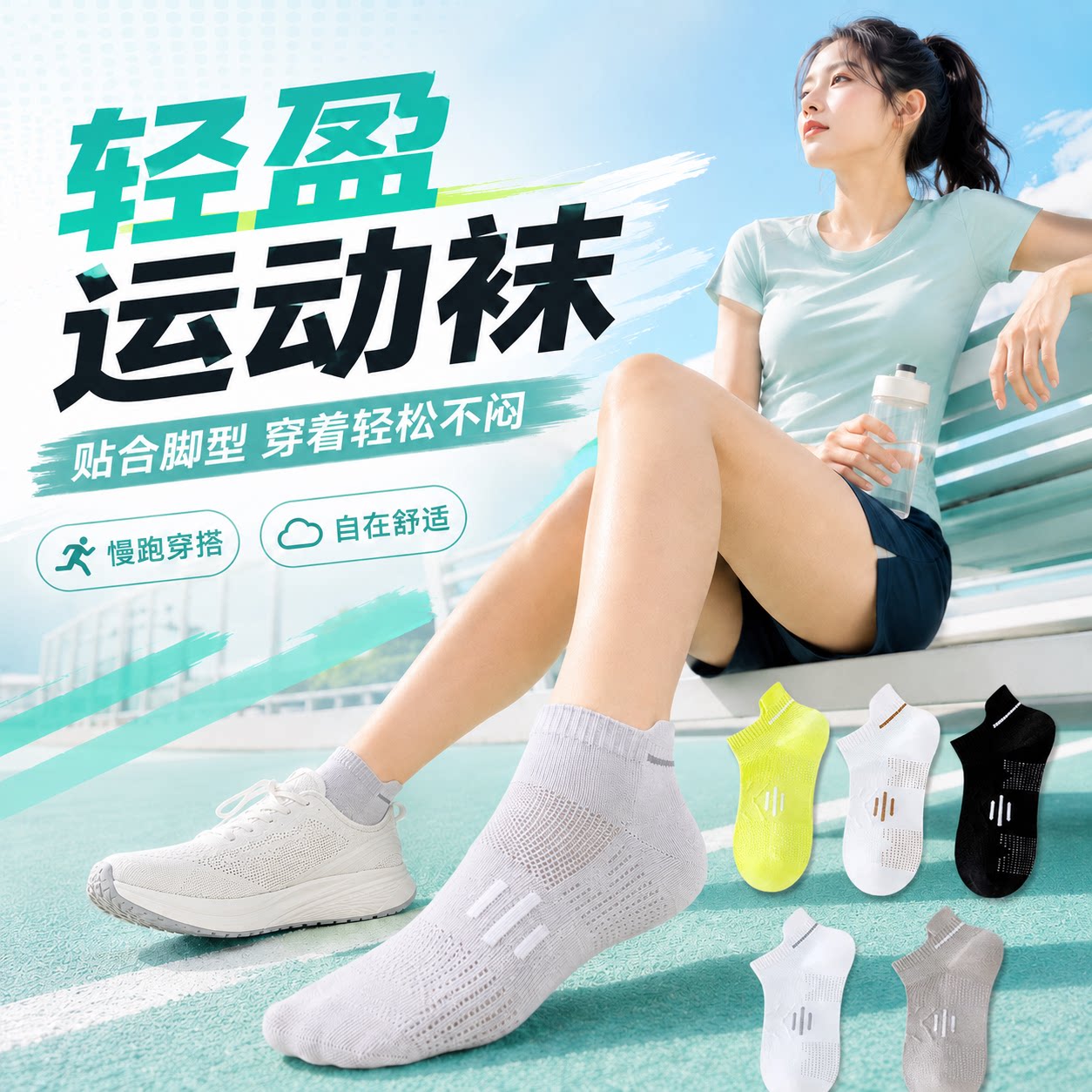 运动袜低帮浅口短筒网眼跑步袜