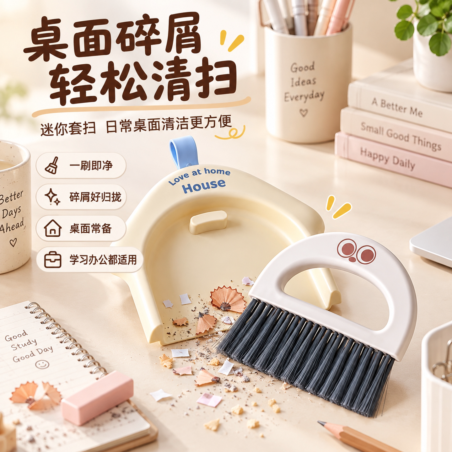 桌面小扫把簸箕套装一年级学生专用2026新款小型扫帚迷你清洁工具