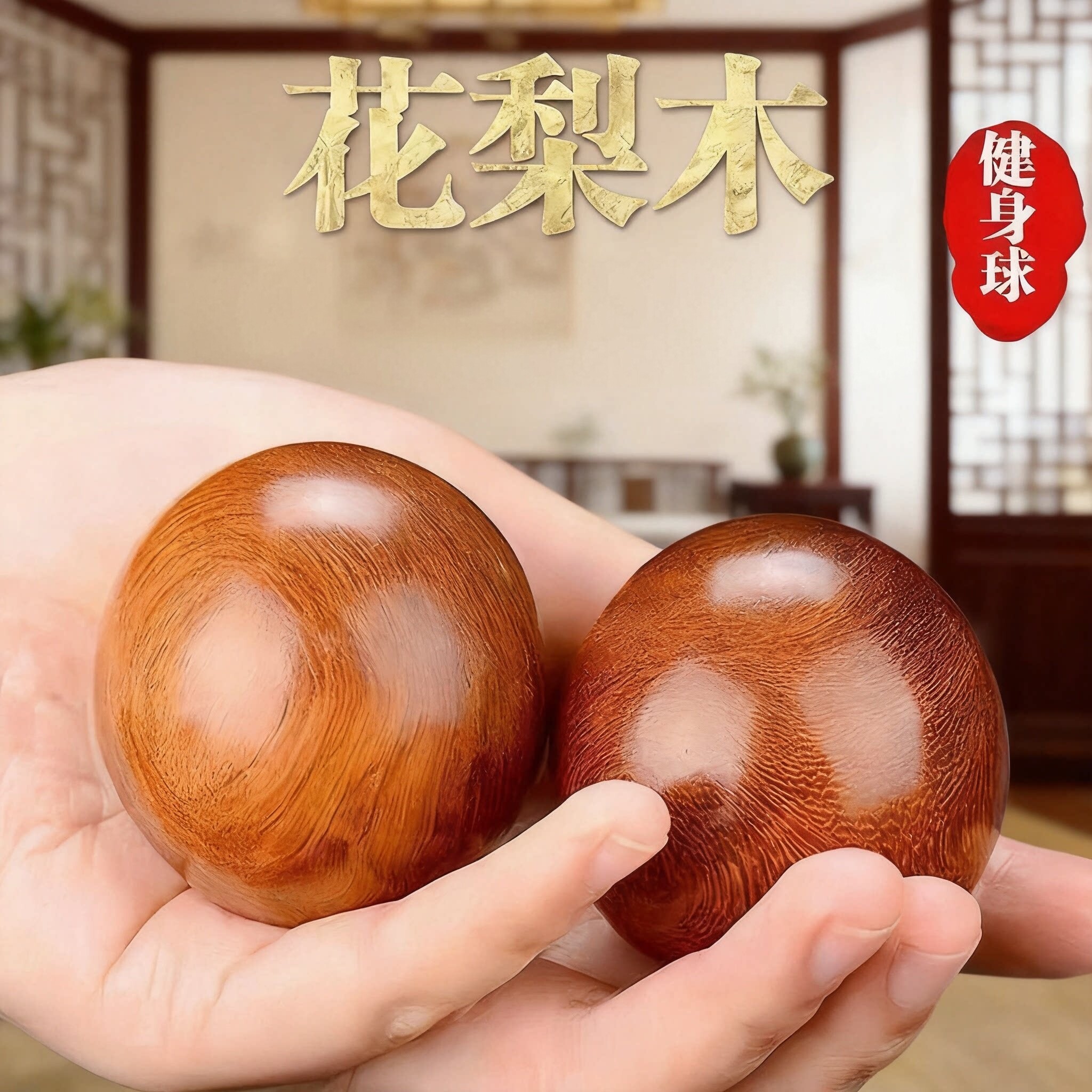实木手玩球健身球手握球中老年人健身手玩按摩练手腕球转球