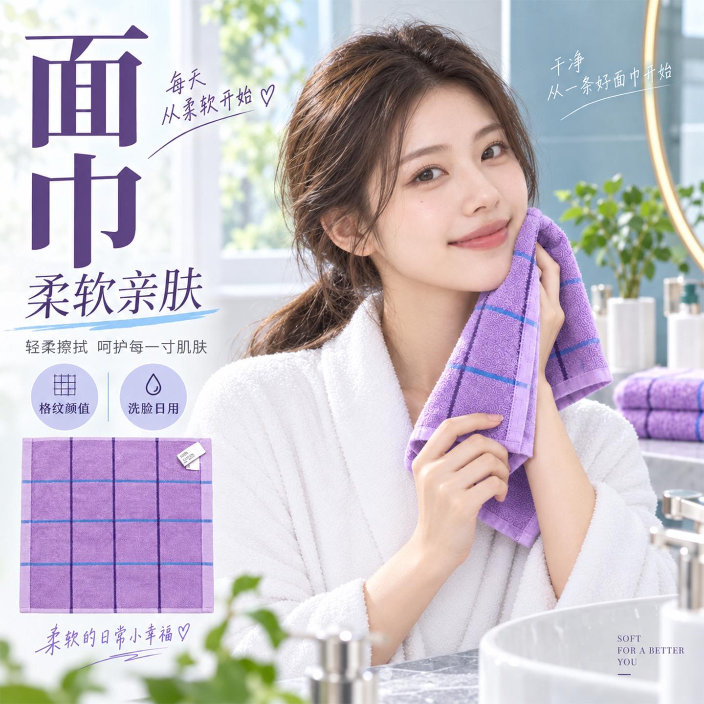 纯棉方巾正方形柔软洗脸毛巾