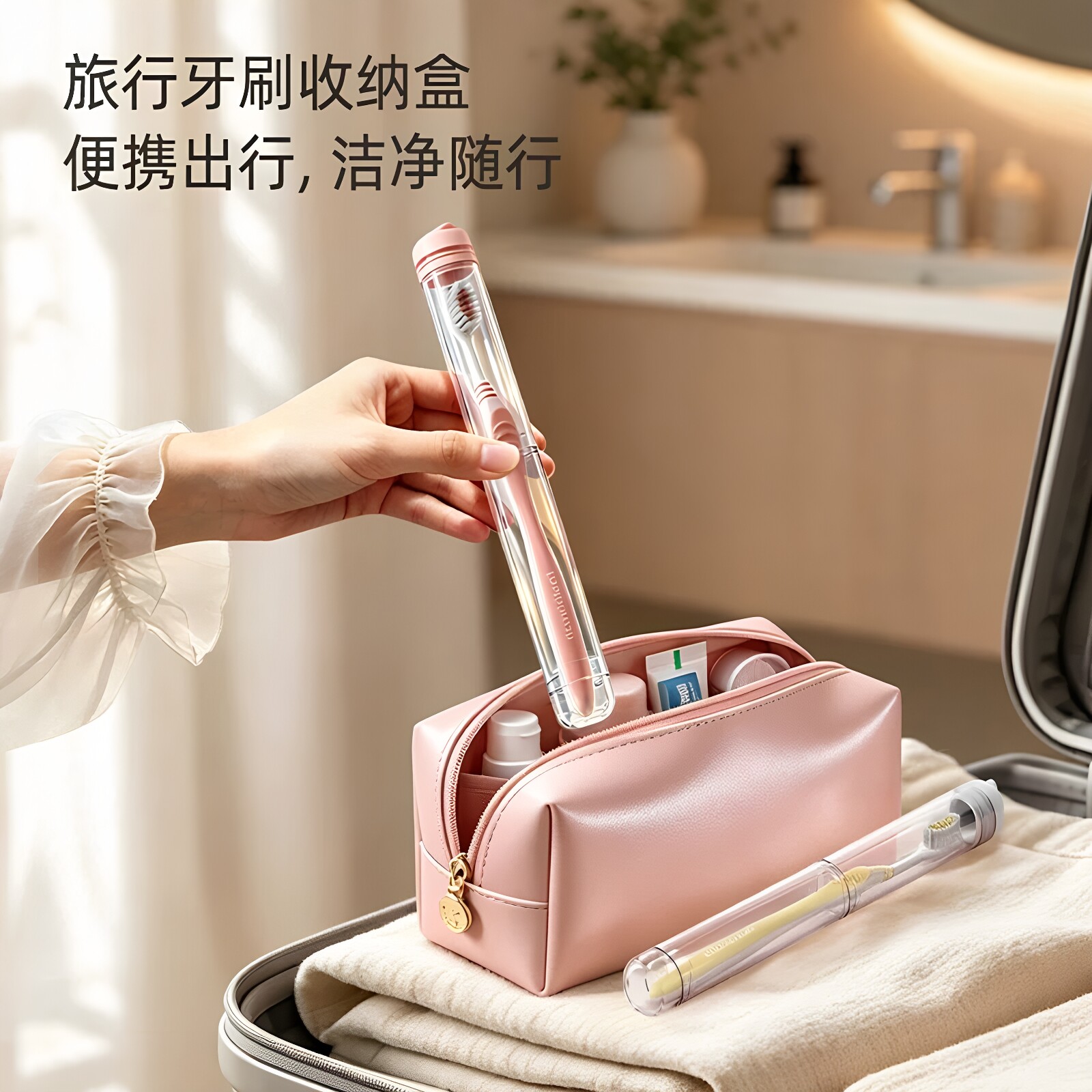 旅行便携透明防尘牙刷收纳盒
