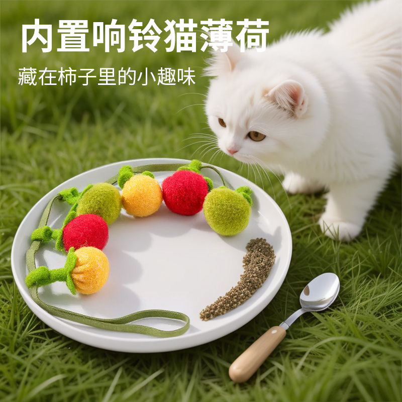 新款番茄逗猫棒耐咬猫咪玩具