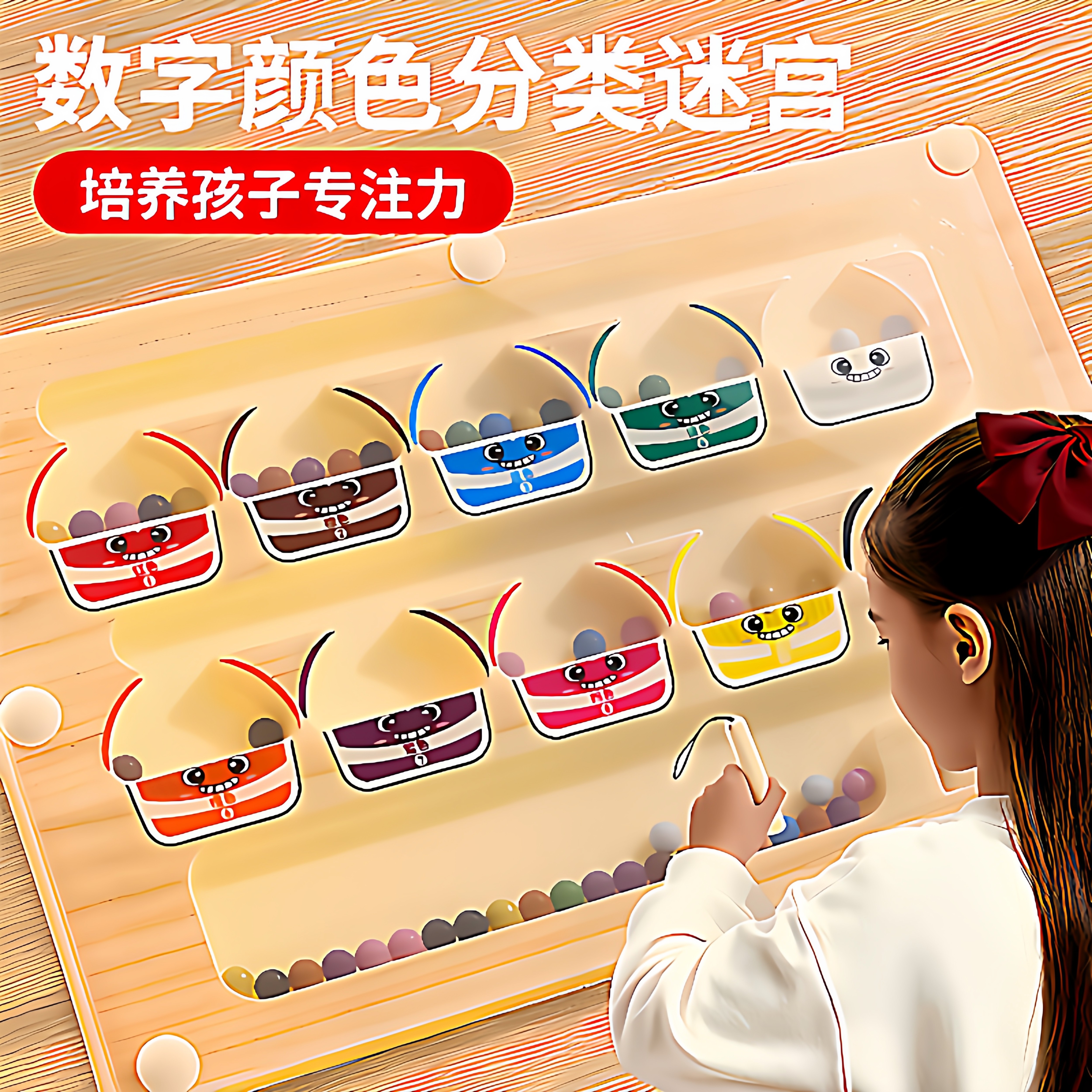 磁力迷宫走珠磁性专注力训练2-3到6岁宝宝练注意力儿童益智玩具