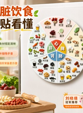 亚克力磁吸养生冰箱贴五脏六腑食疗图谱家庭生活健康科普装饰贴