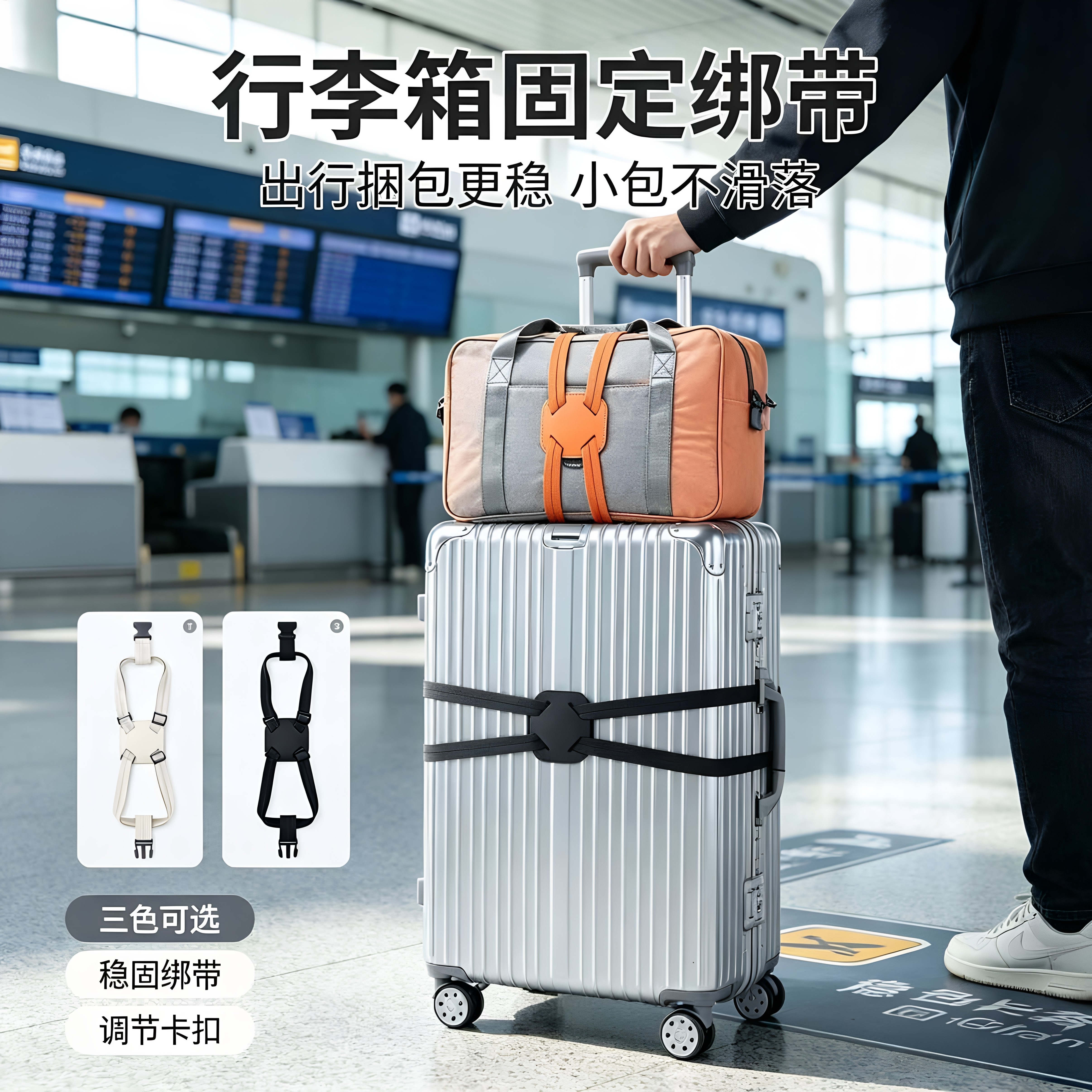 行李箱十字弹力加固保护绑带托运