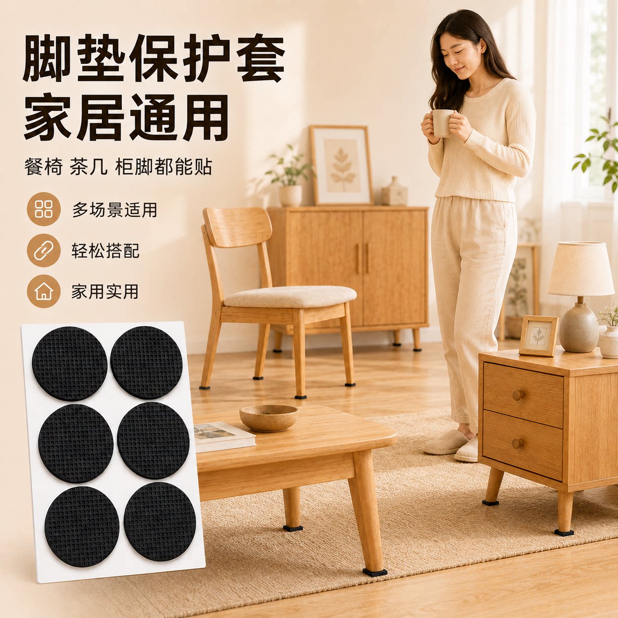 桌椅桌脚垫椅子脚垫桌角家具沙发腿静音耐磨防滑贴保护套凳子脚套