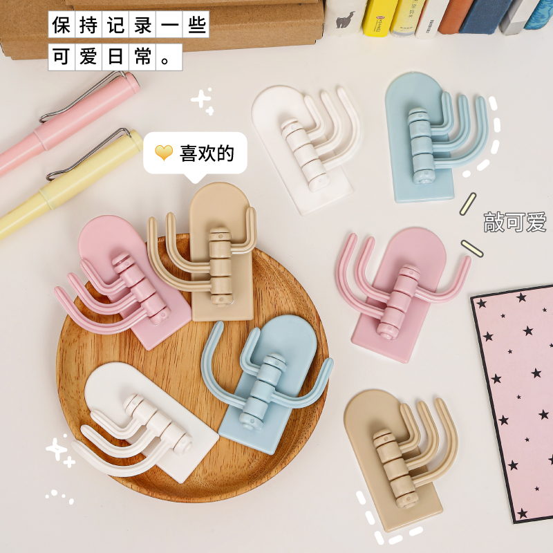 三钩挂可爱免打孔墙壁强力粘贴门后无痕钩粘钩旋转玄关钥匙挂架钩怎么看?