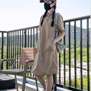 冰感防晒户外翻领运动中长短袖裙