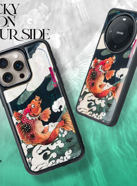 NOCOQUEXSHALEE设计师联名锦鲤适用于苹果iphone15promax手机壳华为mate60pro天然贝母壳