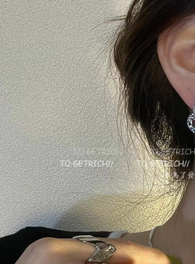 To GetRich/精致几何圆圈耳环2025年新款潮微镶高级感轻奢耳饰女
