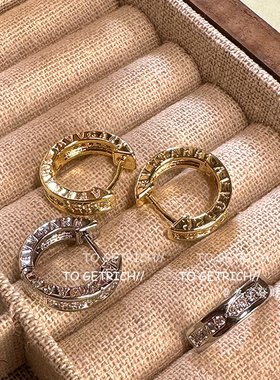 金属风~精致圆圈耳环女小众高级感镶钻耳扣微镶耳钉欧美个性耳饰