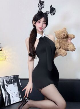 性感挂脖露背女黑色无袖系带显瘦气质夜店风内衣配件