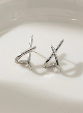 LATS Trendy Gold Color Cross Stud Earrings for Women Dainty