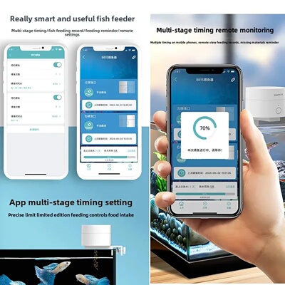 Intelligent Timed Fish Feeder for Small Fish - No Clogging,
