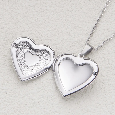 Romantic Heart Locket Pendant Openable Female Silver Color