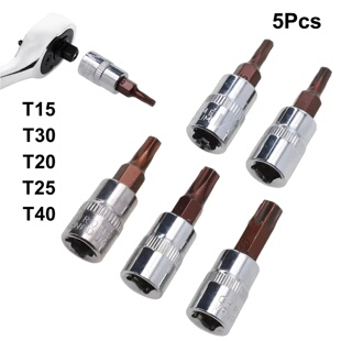 Rafford 5 Pcs Torx Screwdriver Bits 1/4 Inch Drive Socket H