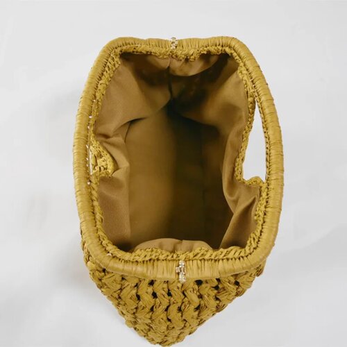 Elegant Ladies Chain Woven Handbag Straw Shoulder Bag Fashi