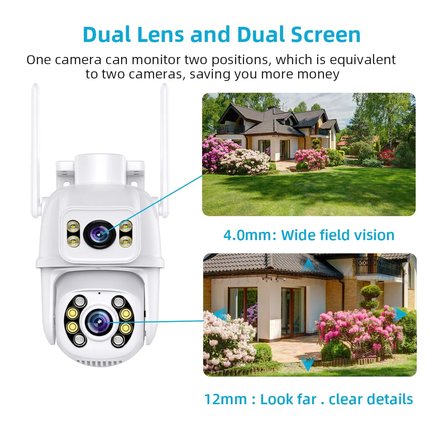 4K 8MP HD Dual Lens Outdoor Wireless Security IP Camera Ext